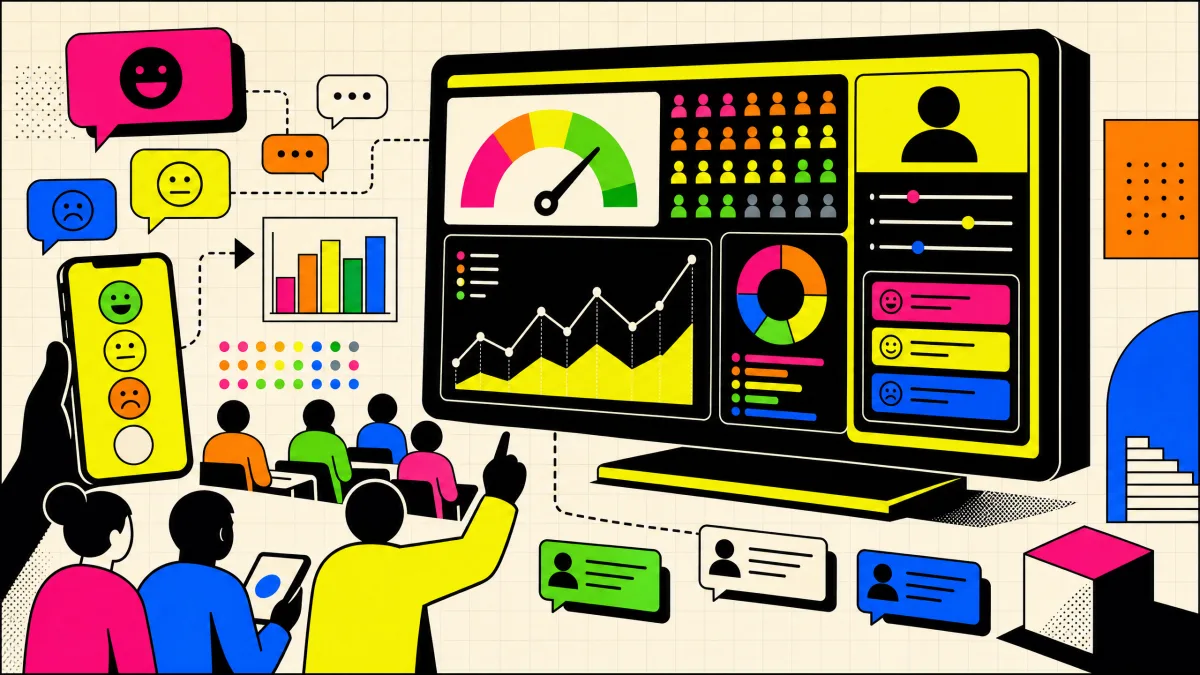 Illustration eines Live-Feedback-Dashboards für Events und Workshops.
